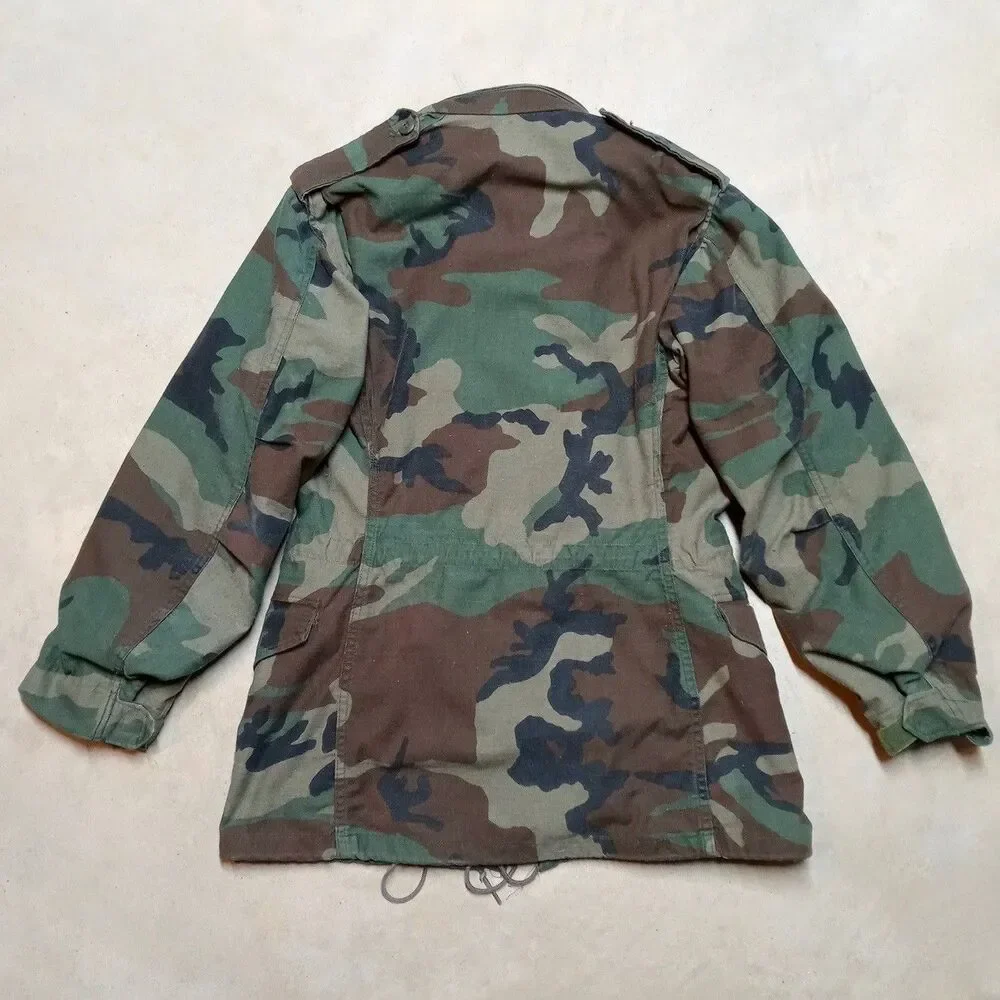 Vintage US Military M65 Field Jacket Woodland Camo Cold Weather Coat XS Long - Picture 10 of 13